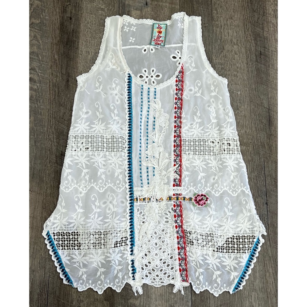 Johnny Was Embroidered Biya Tunic Tank Size XS